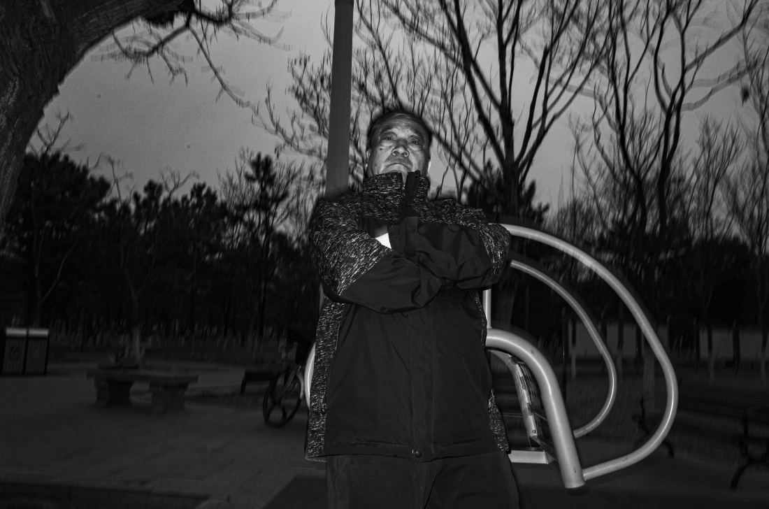 Morning exercisers in winter