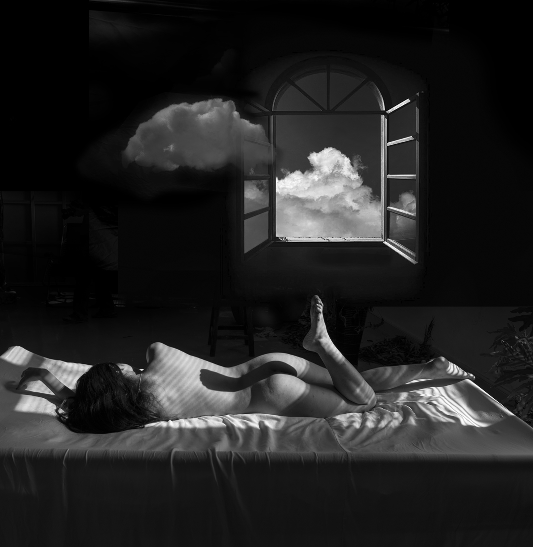 Clouds floating into the window