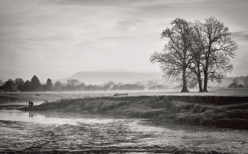 Fishing on The River Ribble at Ribchester