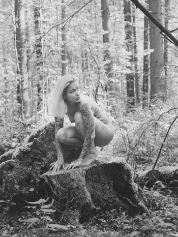 In the forest in autumn.