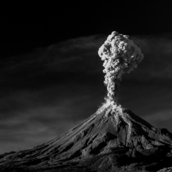 Volcán de Colima in black and white